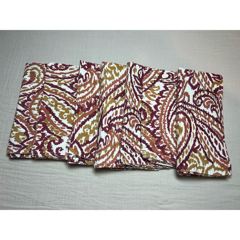 Cynthia Rowley Napkin Set 100% Cotton Paisley‎ 7 In All